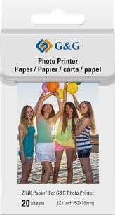 G&G Papier Zink par 20, Papier pour imprimante Zero Ink (Zink)